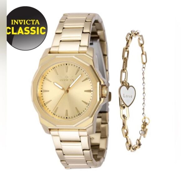 Invicta Speedway Women's Watch - 34mm, Gold With Bracelet Set NWT - Picture 1 of 12